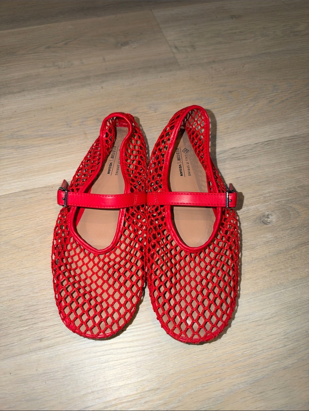 Call It Spring Red Mesh Mary Jane Flats